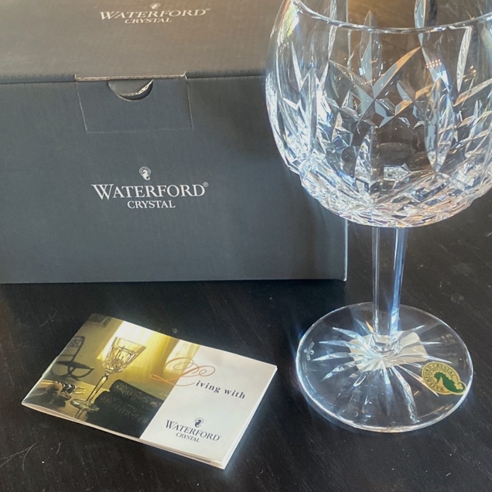 Pair of Classic Lismore Waterford Balloon Wine Goblet NIB with tag/stickers